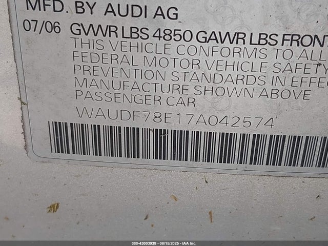 2007 AUDI A4 WAUDF78E17A042574 Photo 8