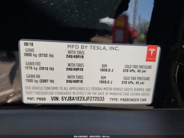 5YJSA1E2XJF272533 Tesla MODEL S