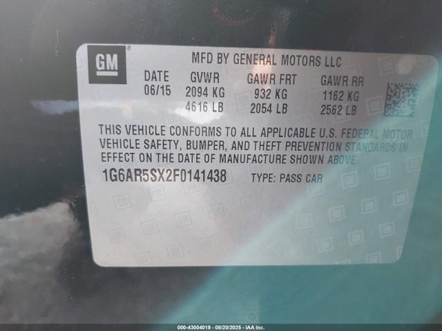 2015 CADILLAC CTS 1G6AR5SX2F0141438 Photo 8