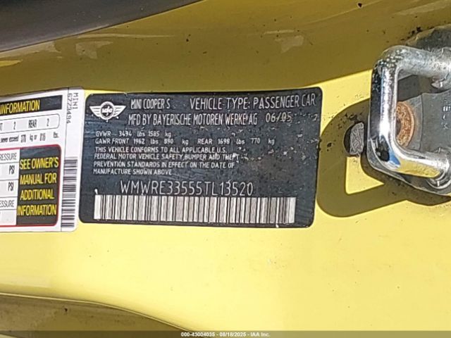 2005 MINI COOPER S WMWRE33555TL13520 Photo 8