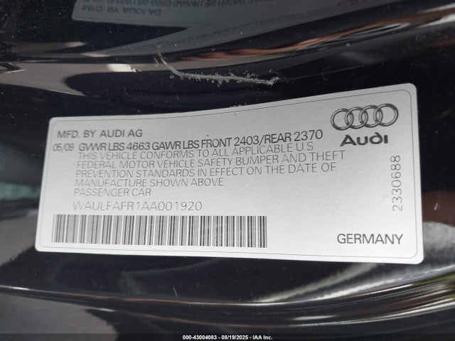 2010 AUDI A5 WAULFAFR1AA001920 Photo 8