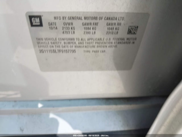 Chevrolet lkw 2015 2G1115SL7F9157795 Image 9
