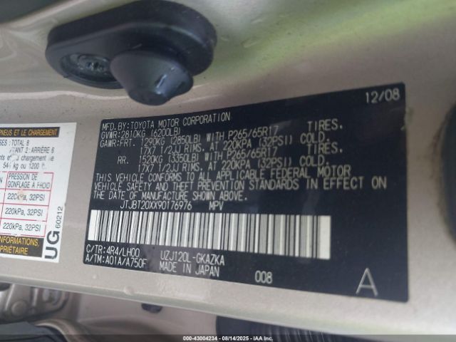 2009 LEXUS GX 470 JTJBT20XX90176976 Photo 8