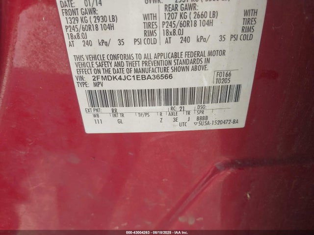 Ford 2014 2014 2FMDK4JC1EBA36566 Image 9
