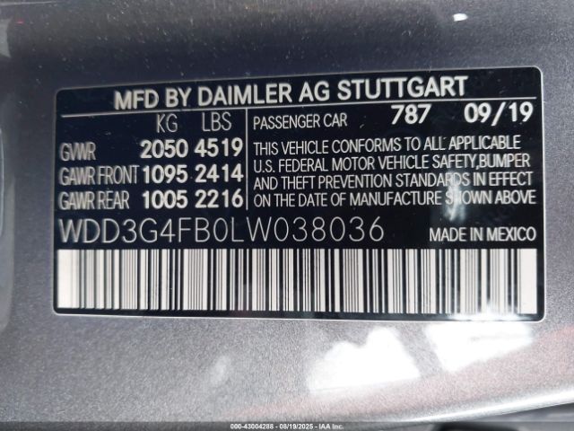 2020 MERCEDES-BENZ A 220 WDD3G4FB0LW038036 Photo 8