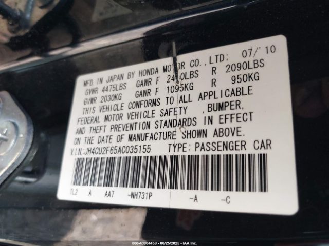2010 ACURA TSX JH4CU2F65AC035155 Photo 8