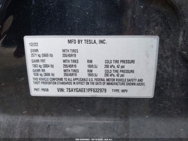 2023 TESLA MODEL Y 7SAYGAEE1PF632979 Photo 8