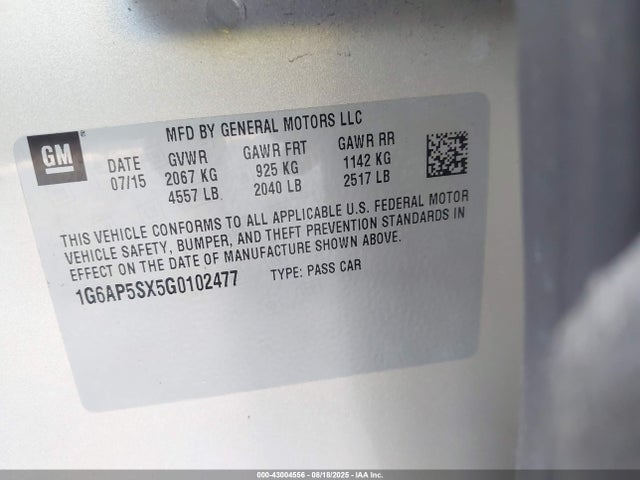 2016 CADILLAC CTS 1G6AP5SX5G0102477 Photo 8