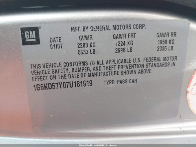2007 CADILLAC DTS 1G6KD57Y07U181919 Photo 8