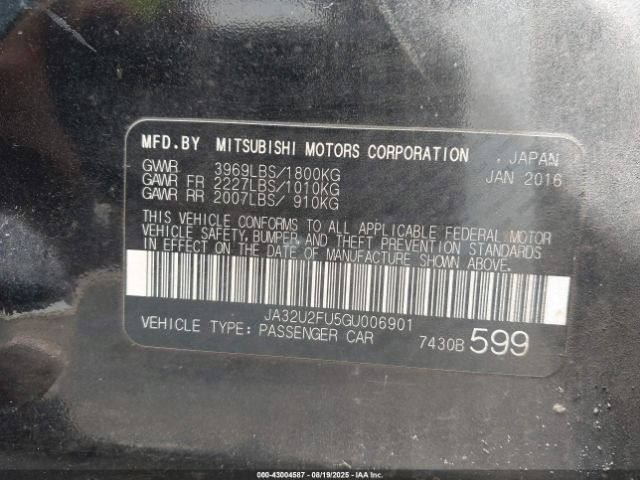 2016 MITSUBISHI LANCER JA32U2FU5GU006901 Photo 8