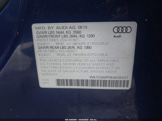 2014 AUDI SQ5 WA1CGAFP0EA035927 Photo 8