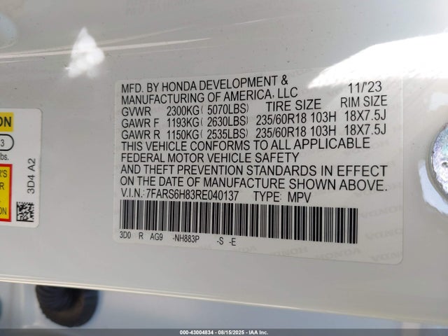 7FARS6H83RE040137 Honda lfc3