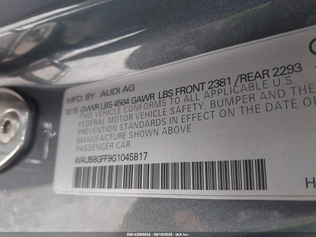 2016 AUDI A3 WAUB8GFF9G1045817 Photo 8