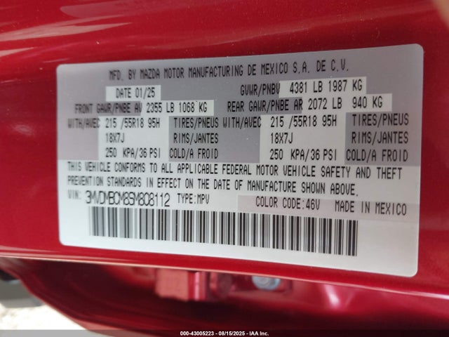 Продажа на аукционе авто 2025 Mazda Cx-30 2.5 S Preferred Package, vin: 3MVDMBCM8SM808112, номер лота: 43005223