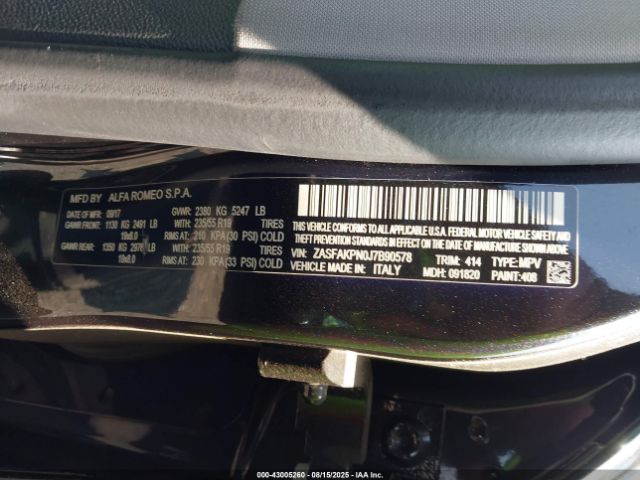 2018 ALFA ROMEO STELVIO ZASFAKPN0J7B90578 Photo 8