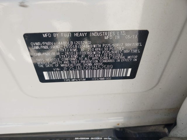 Subaru 2.5na u5 2014 JF2SJAEC6EH452589 Image 9