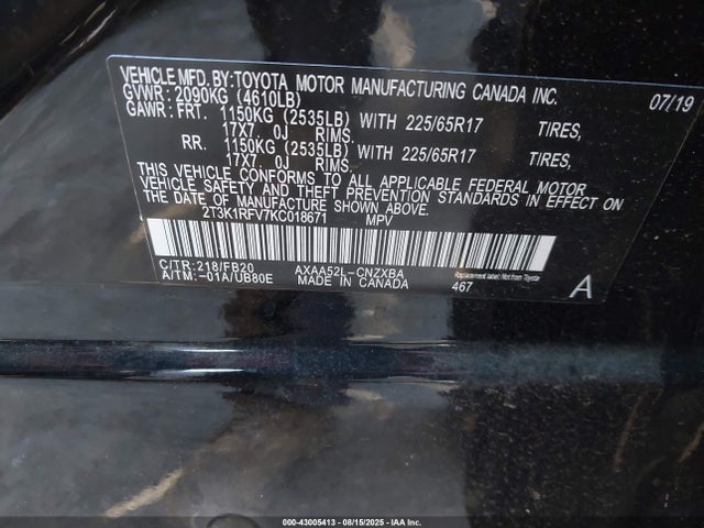 Toyota RAV4 LE 2019 2T3K1RFV7KC018671 Image 9