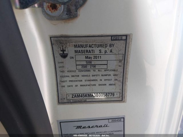 2011 MASERATI GRANTURISMO ZAM45KMA3B0058779 Photo 8