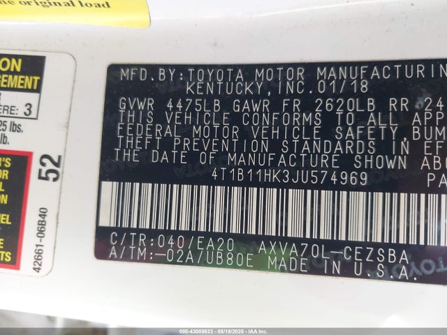 4T1B11HK3JU574969 Toyota a25a-fks