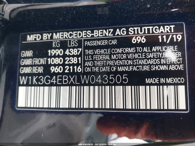 W1K3G4EBXLW043505 Mercedes-Benz m260