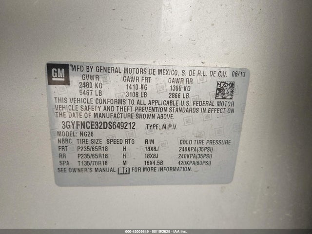 2013 CADILLAC SRX 3GYFNCE32DS649212 Photo 8