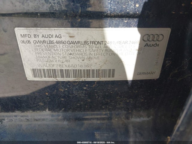 2006 AUDI A4 WAUDF78EX6A018367 Photo 8
