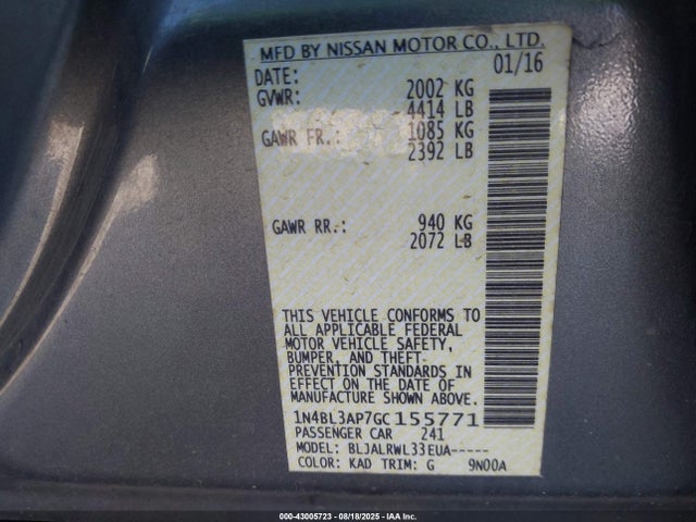 Nissan 2016 2016 1N4BL3AP7GC155771 Image 9