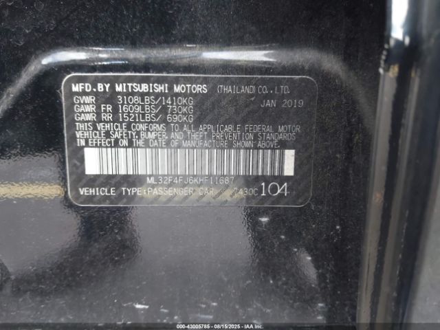 2019 MITSUBISHI MIRAGE G4 ML32F4FJ6KHF11687 Photo 8