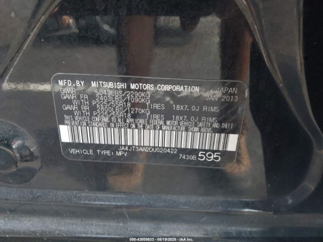 2013 MITSUBISHI OUTLANDER JA4JT3AW2DU020422 Photo 8