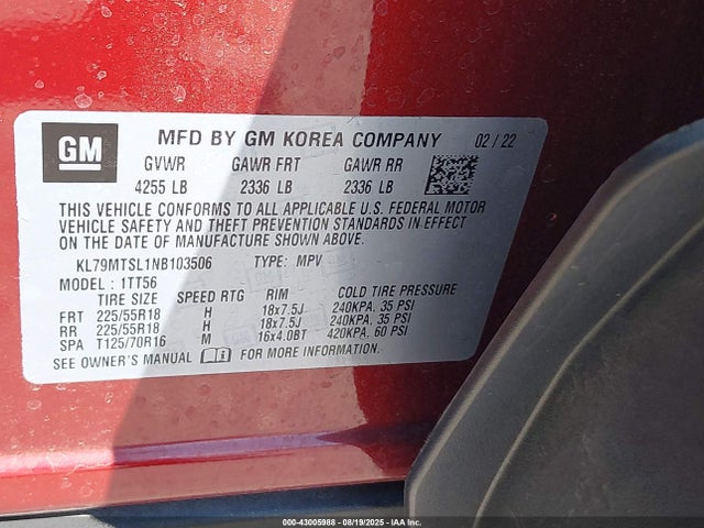 KL79MTSL1NB103506 Chevrolet l3t - l3, sidi, vvt, alum