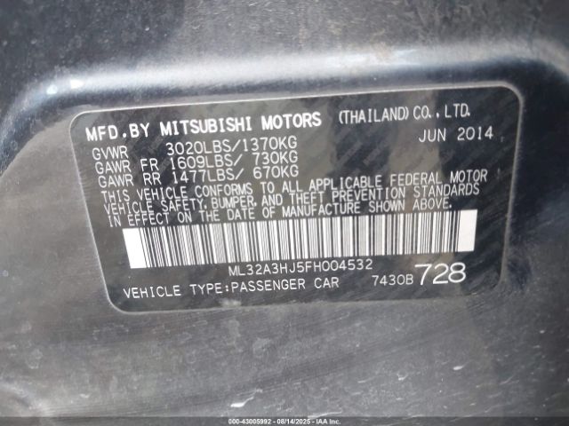 2015 MITSUBISHI MIRAGE ML32A3HJ5FH004532 Photo 8