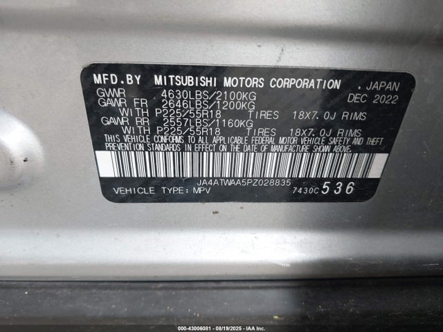 JA4ATWAA5PZ028835 Mitsubishi tc/ic mivec