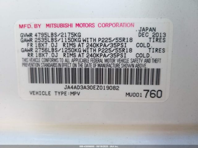 2014 MITSUBISHI OUTLANDER JA4AD3A30EZ019082 Photo 8