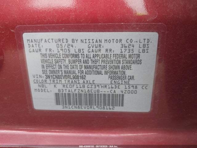3N1CN8EV0RL908162 Nissan 2024