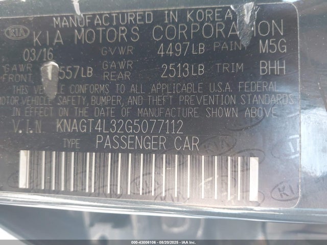 KNAGT4L32G5077112 KIA gdi theta ii