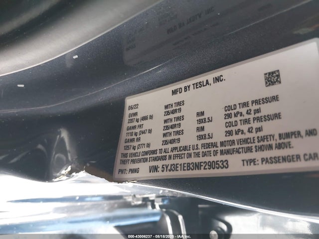 Tesla 2022 2022 5YJ3E1EB3NF290533 Image 9