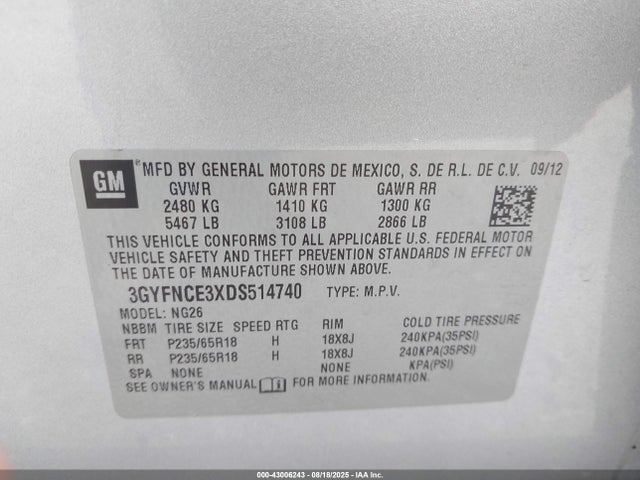 2013 CADILLAC SRX 3GYFNCE3XDS514740 Photo 8