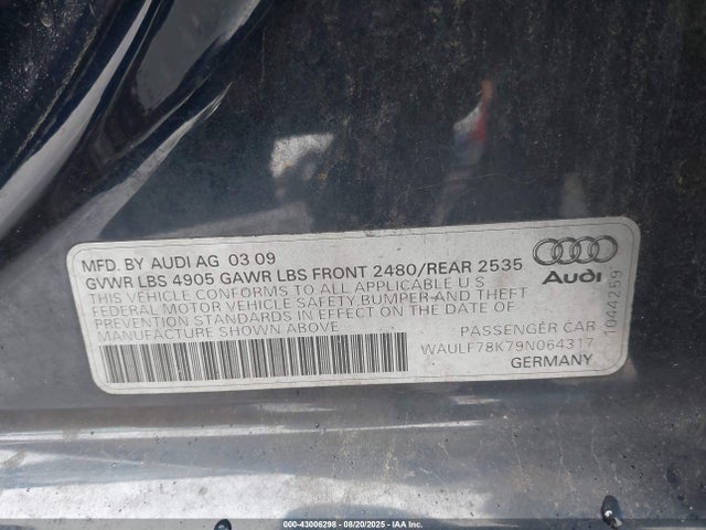 2009 AUDI A4 WAULF78K79N064317 Photo 8