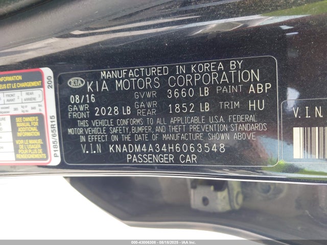 KIA Rio 2017 KNADM4A34H6063548 Image 9