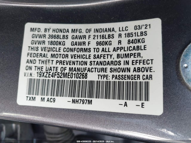 19XZE4F52ME010268 Honda leb6