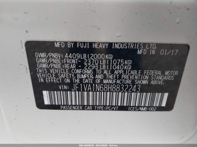 Subaru dib 2017 JF1VA1N68H8832243 Image 9