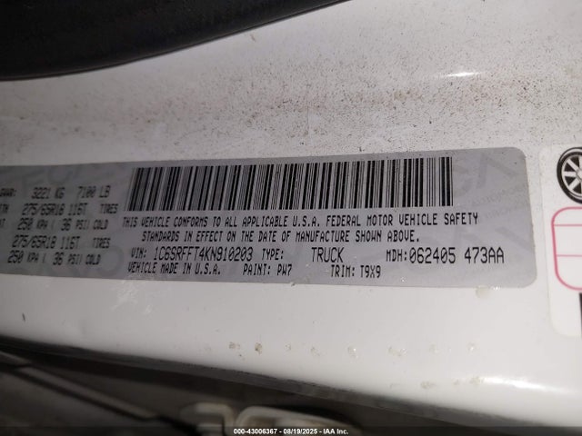 RAM 1500 2019 1C6SRFFT4KN910203 Image 9