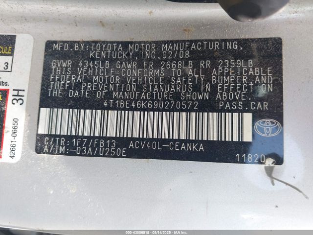 2009 TOYOTA CAMRY 4T1BE46K69U270572 Photo 8