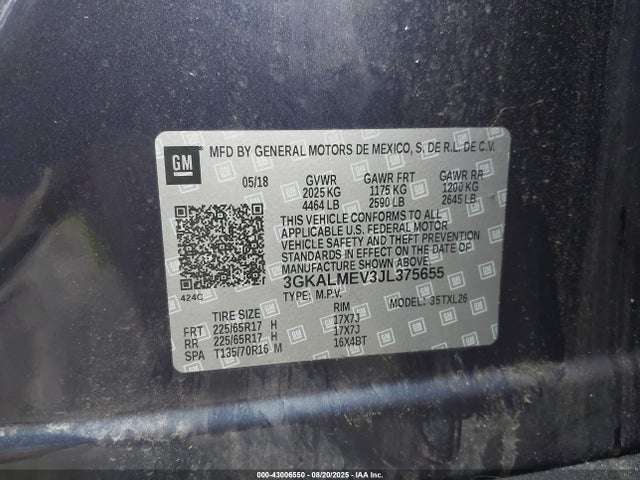 3GKALMEV3JL375655 GMC lyx - direct injection, vvt, fgt, turbo, alum, gen 1