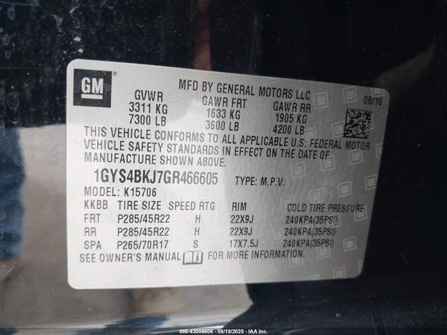 2016 CADILLAC ESCALADE 1GYS4BKJ7GR466605 Photo 8