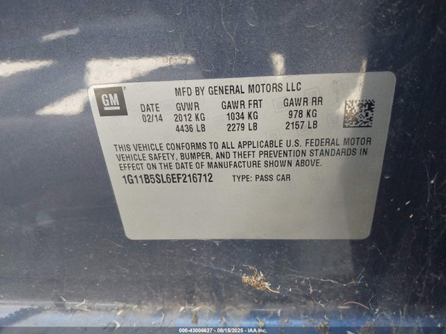 Chevrolet Malibu 1ls 2014 1G11B5SL6EF216712 Image 9