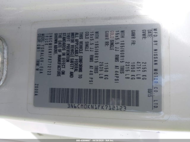 Nissan NV200 2015 3N6CM0KN1FK712123 Image 9