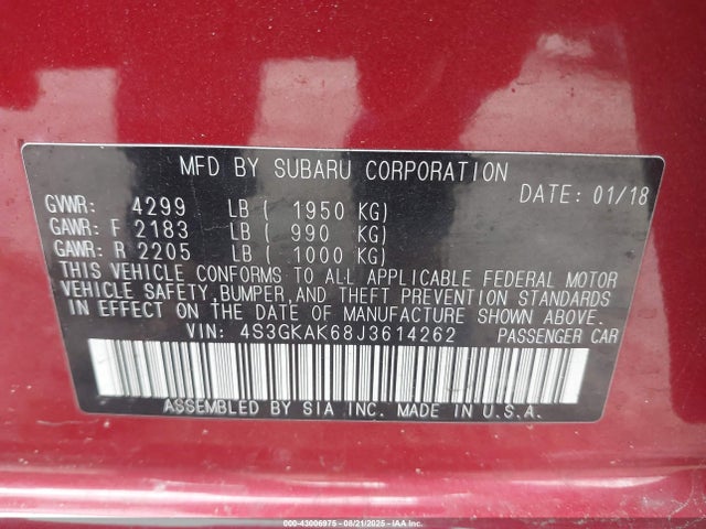 4S3GKAK68J3614262 Subaru Impreza