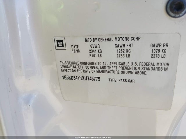 1999 CADILLAC DEVILLE 1G6KD54Y1XU745775 Photo 8