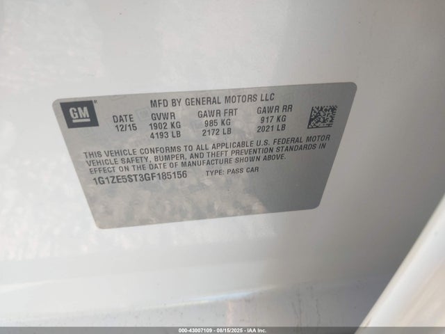 1G1ZE5ST3GF185156 Chevrolet lfv - di: direct injection, vvt, gen1 gmna